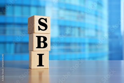 S B I Acronym on Stacked Wooden Cubes Business Concept