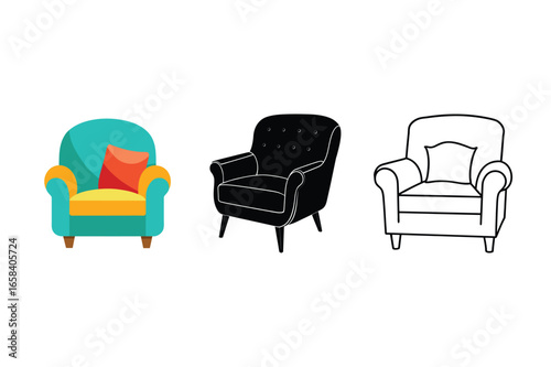 Collection of four diverse sofa designs featuring modern and classic styles with various color options