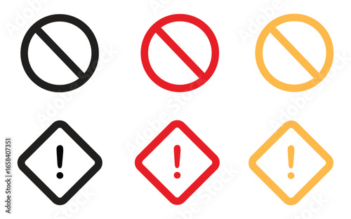 Prohibition and Warning Safety Icons Collection