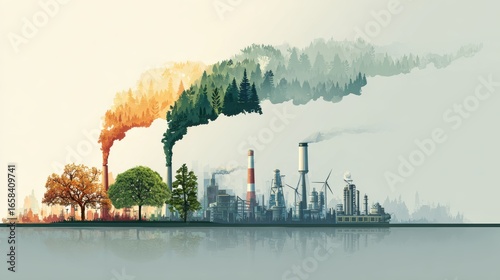 Developing sustainable CO2 and low reduce CO2 emissions and carbon footprint to limit global warming and climate change. sustainable environmental management, Greenhouse from renewable. AI generate