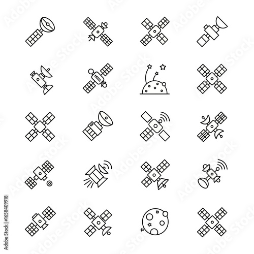 Satellites orbiting earth providing communication and navigation services in space exploration, showcasing technological advancement and scientific research.