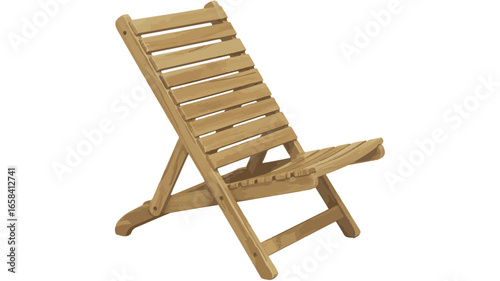 Wooden Folding Lounge Chair Isolated on a White Background deck chair folding chair