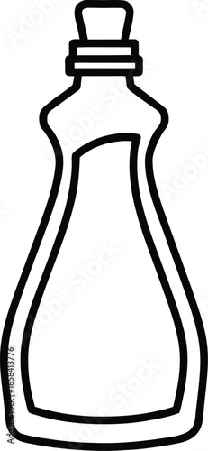 Clean outline line art drawing of a laundry fabric softener bottle for cleaning products