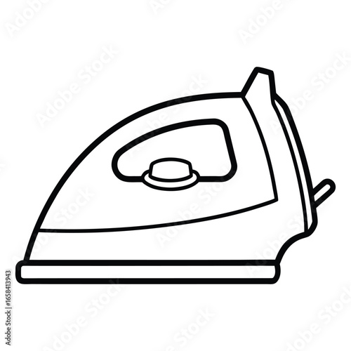 Clean outline line art illustration of an electric iron for household use