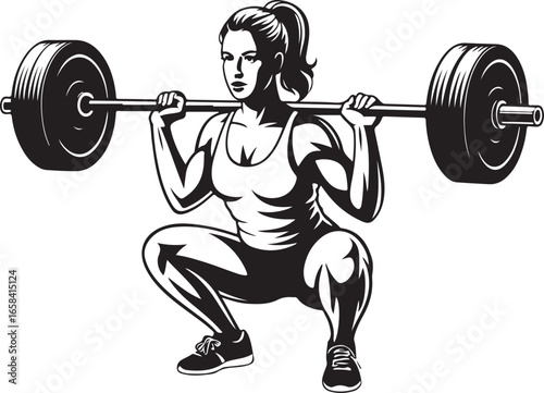 Female Weightlifter Vector Illustration for Gym and Fitness Promotions