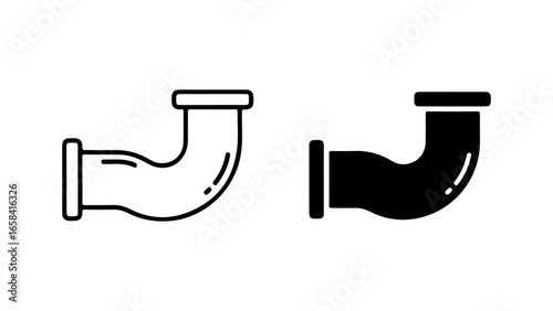 A plumbing pipe elbow icon is displayed in two distinct styles.