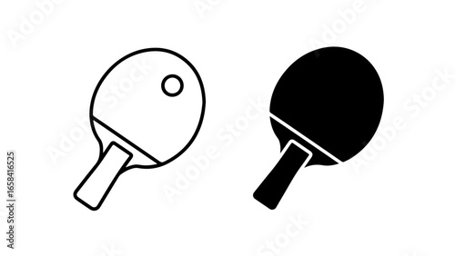 Two table tennis paddles are depicted as outline and solid icons.