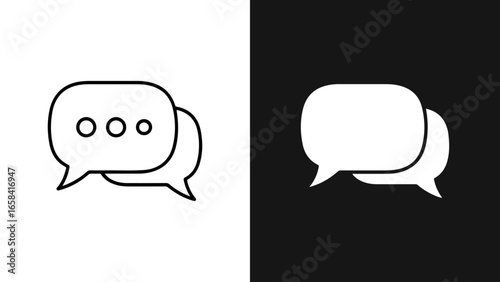 Chat bubbles with ellipsis dots represent ongoing communication on contrasting backgrounds.
