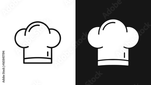 Two distinct chef hat symbols are depicted in outline and solid styles.