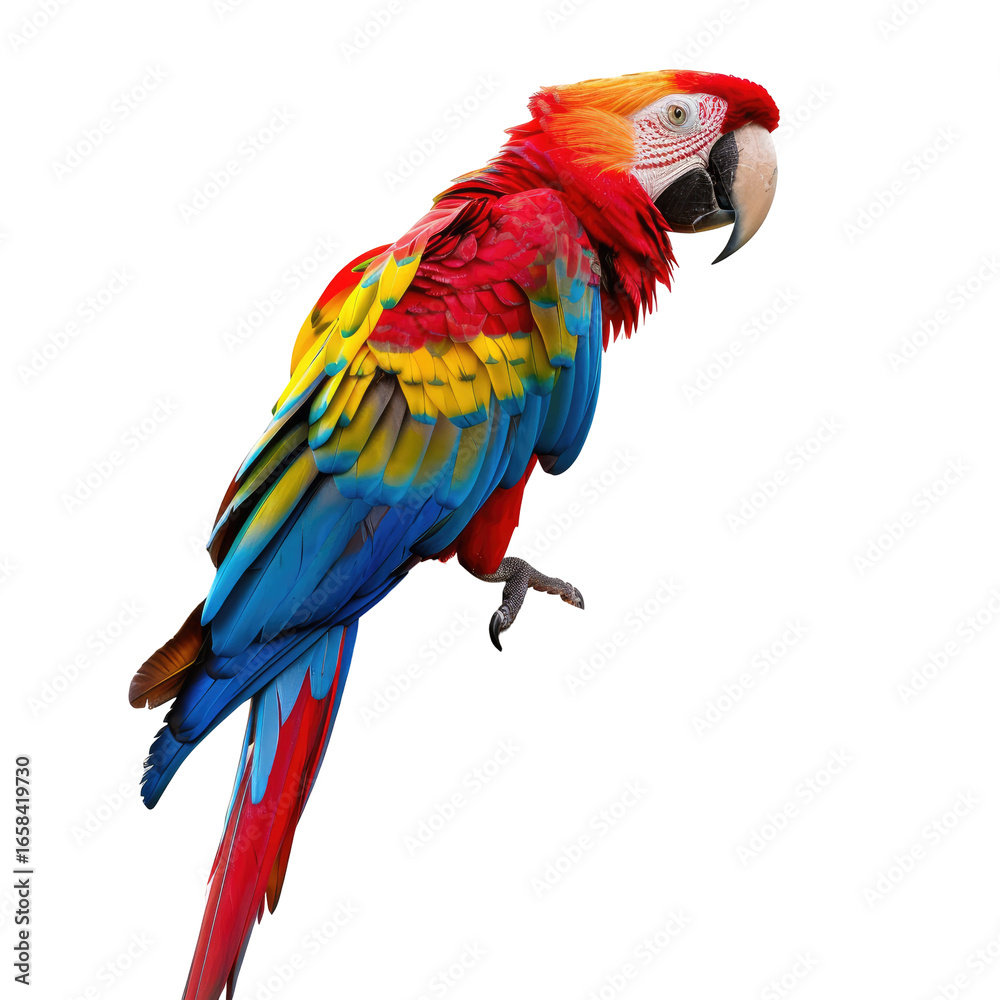 Fototapeta premium Vivid macaw parrot with vibrant red, yellow, and blue plumage