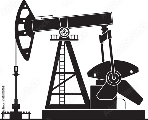 Oil Pump Jack Silhouette Vector Illustration for Energy Industry Concepts