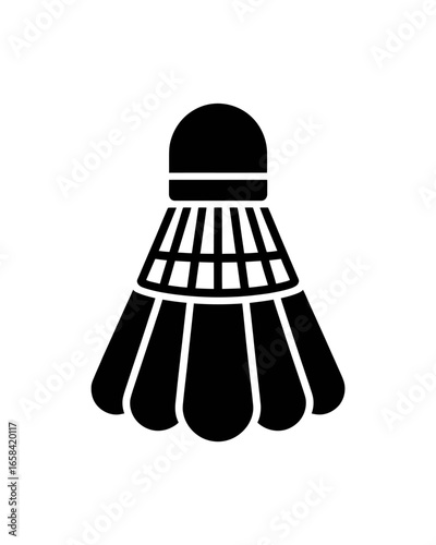 Black and White Shuttlecock Icon for Badminton Sport and Recreational Activities Design Element with Clean Background Vector Illustration