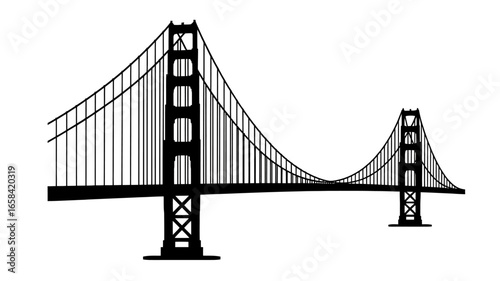 Iconic Silhouette of Golden Gate Bridge San Francisco Landmark Engineering Marvel Connecting Communities Across the Bay Water