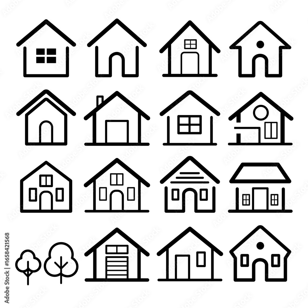 Fototapeta premium シンプルな家のアイコンセット