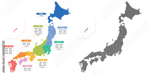 簡略化した日本地図のイラスト