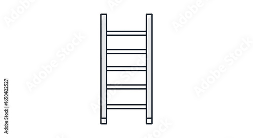 Illustration of a simple ladder with five rungs and two vertical supports on a white background view from front on transparent background