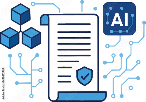 Smart contract visualization with blockchain + AI Illustration