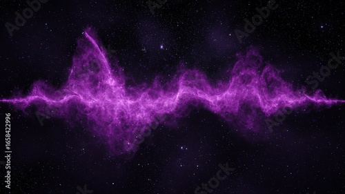 Abstract soundwave fused with cosmic rhythm and nebula colors expressing digital energy for futuristic music design