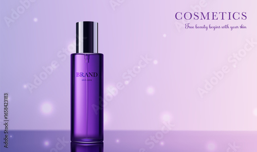 Horizontal purple cosmetic advertising packaging design template