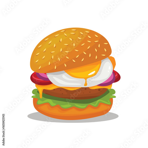 Burger vector set. Set of fast food illustration. Hamburger vector illustration. Fast Food Icons Set. Burger illustration. cheese burger illustration