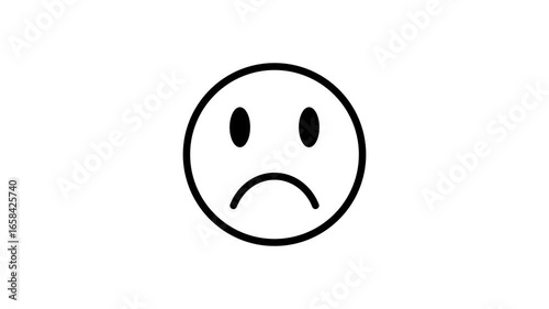 Set of Sad Emojis animation. Emotional rating sad faces set. A smiley face with a closed eyes, Expressionless emoji Outline Colorful smileys user experience icon Animation