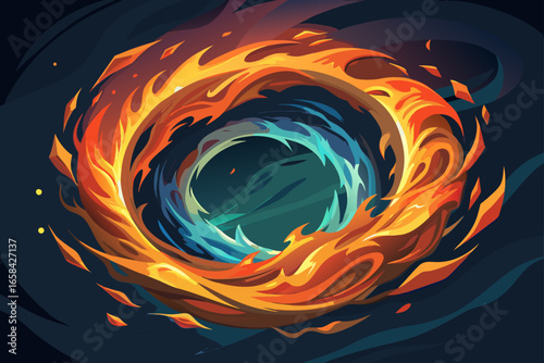Fiery Ring of Vibrant Flames Encircling a Void