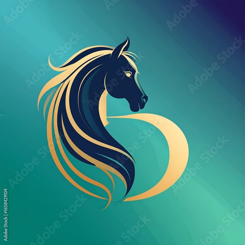 Horse profile logo design