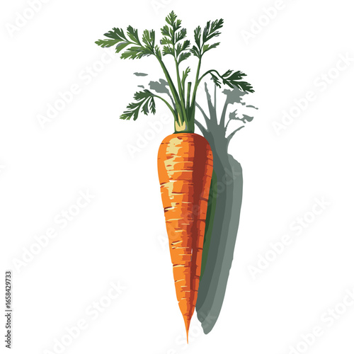 Vector art of a single fresh carrot with green leaves