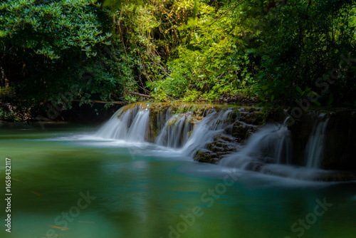 A gorgeous waterfall captured in long exposure, Huay Mae Khamin Waterfall, national park, Thailand.