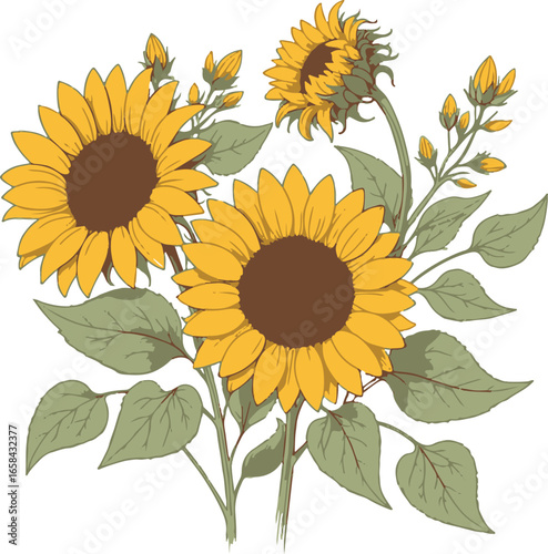 sunflower on white background