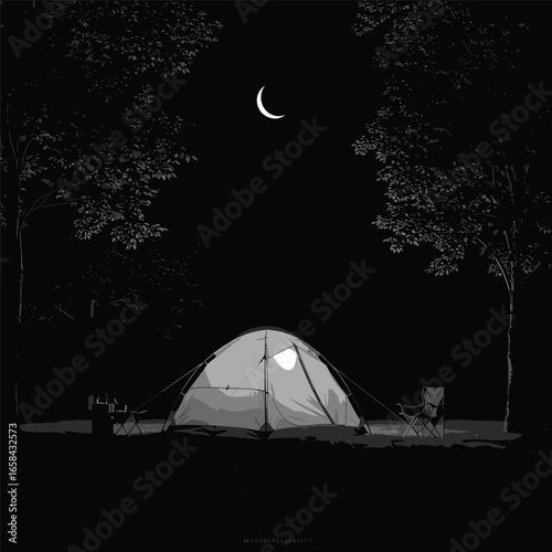 Mountains and camping . Hike, travel illustration sign collection. Set of rocky mountains silhouette