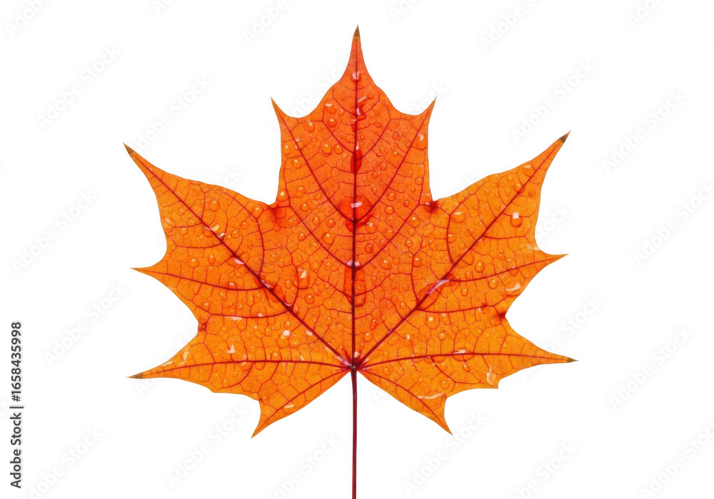 Obraz premium Bright orange maple leaf isolated on transparent background