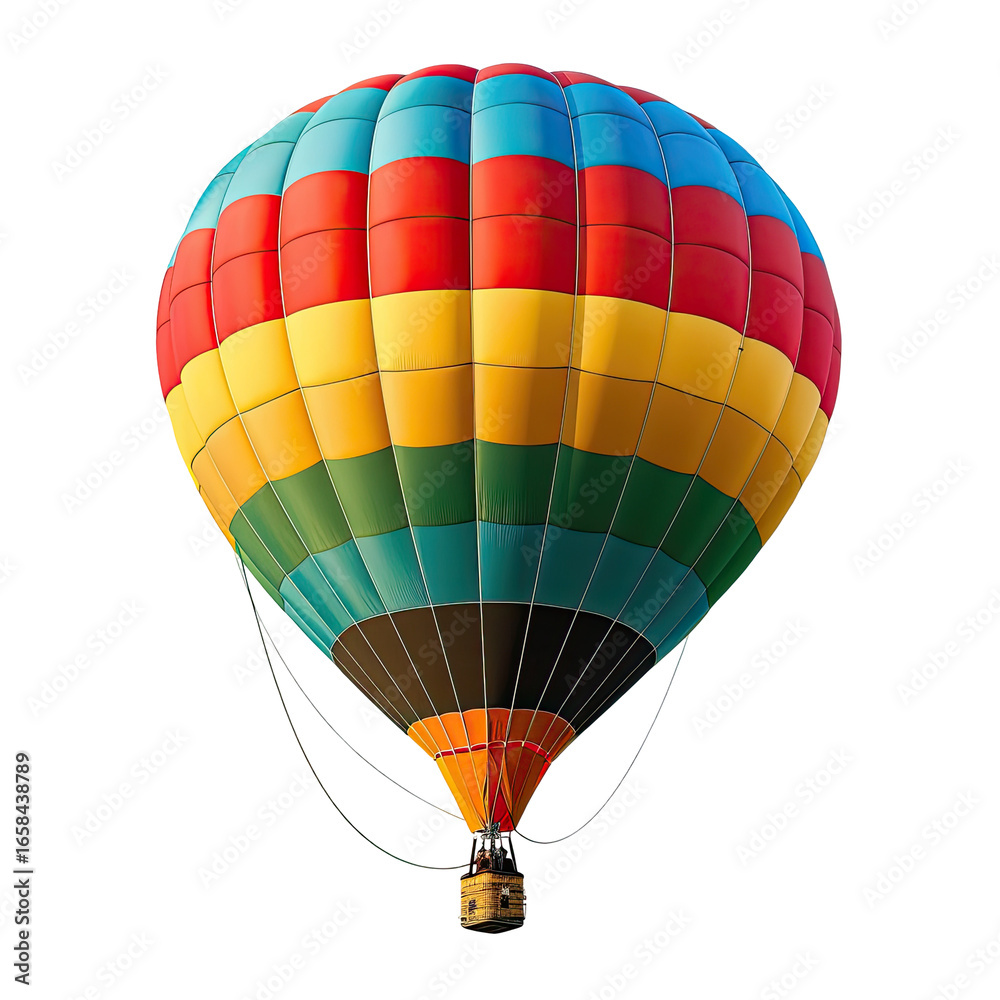 Fototapeta premium Multicolored Hot Air Balloon Ascending Skyward.