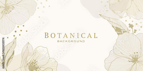 Elegant Botanical Background with Floral Outlines and Neutral Color Palette