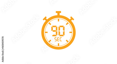 90 Seconds timer clock, Chronometer icon design isolated on white background