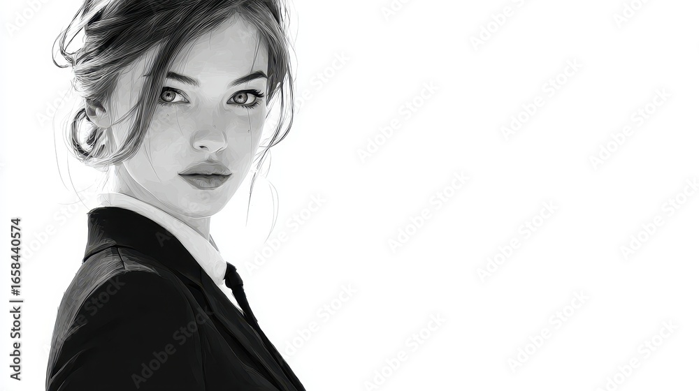 Fototapeta premium Stylish Woman, Monochrome Portrait
