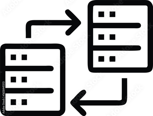 Outline Icon Showing Data Exchange Between Two Server Racks transfer servers
