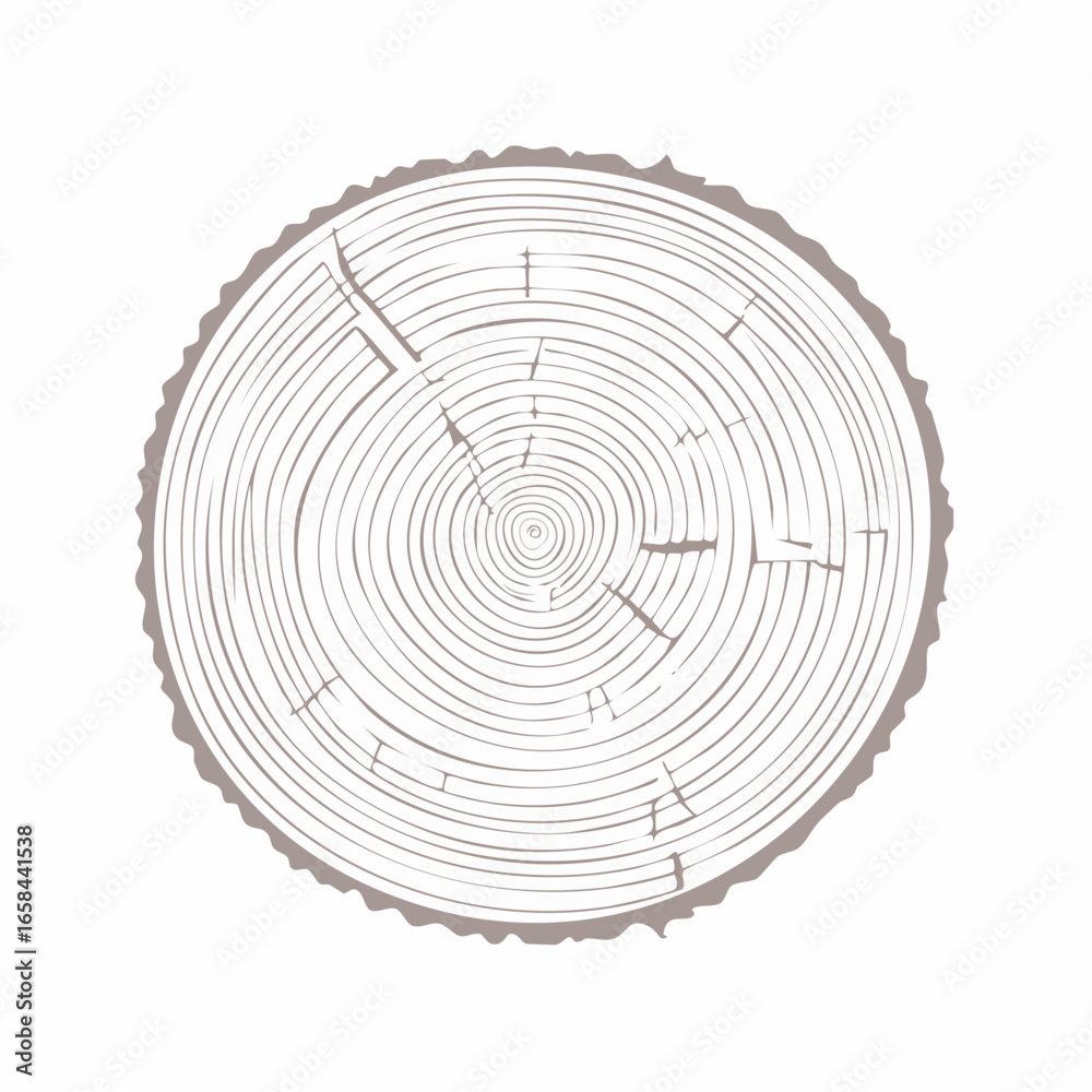 Fototapeta premium Hand drawn tree ring pattern, line ripple circle wood texture. Wood organic slice line design. Vector illustration.