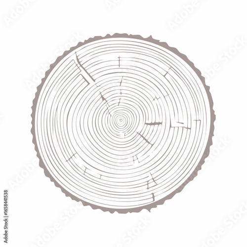 Hand drawn tree ring pattern, line ripple circle wood texture. Wood organic slice line design. Vector illustration.