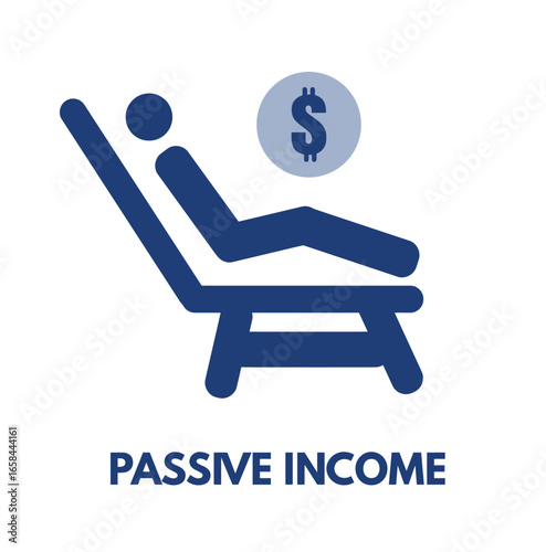 Passive income icon vector illustration, financial freedom relaxing with passive income streams and earning money effortlessly