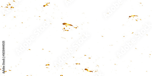 Realistic falling gold confetti and streamers seamless pattern on transparent  Gold confetti, serpentine ribbons isolated on transparent vector background. Glitter tinsel, shiny streamer pattern in 3d