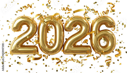 Happy new year 2026, lettering transparent png, cutout