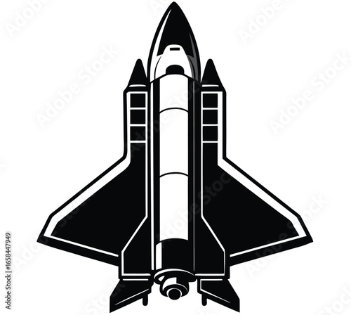 Rocket vector illustration in space on white background