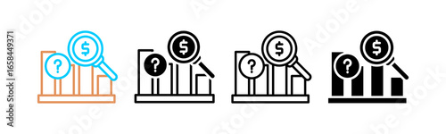 Sales Forecasting Multi style icon in line color, mixed, lineal color, glyph, line.