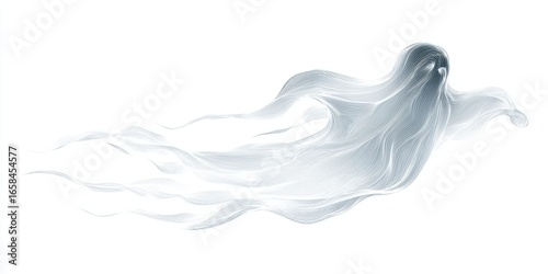 Ícone de fantasma 3d flutuando com rosto assustador em fundo transparente, sem fundo. bottomless, icon, three-dimensional, ghostly, afloat