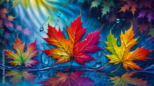 illustration. leaves background. bright colorful autumn leaves.	