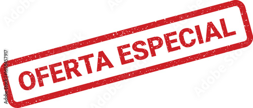 Red textured stamp with Portuguese text Oferta Especial indicating a special offer