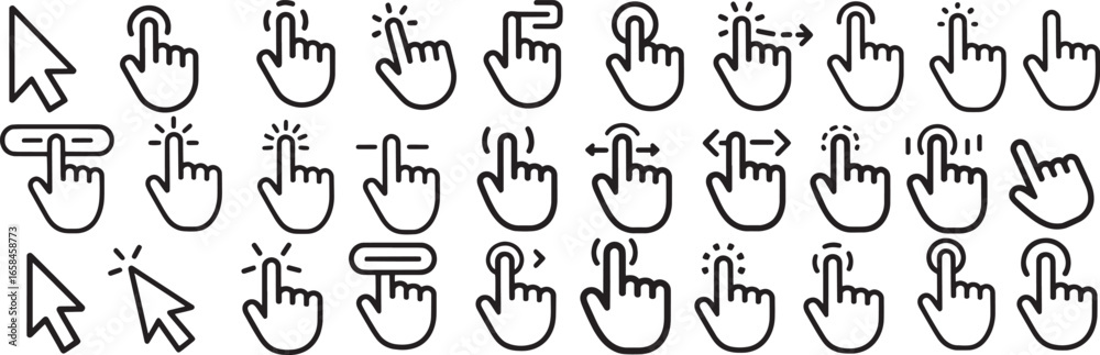 Fototapeta premium Modern Hand Cursor and Mouse Pointer Vector Icons for Website and UI Design 