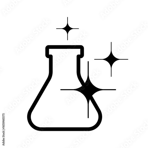 Icon of a laboratory flask shining, representing artificial intelligence and innovation in science