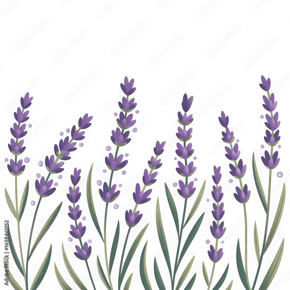 Naklejka premium Stylized Lavender Sprigs Pattern